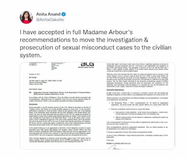 investigation-and-prosecution-of-military-related-sexual-misconduct-and-assault-cases-to-move-to-civilian-police-anita-anand