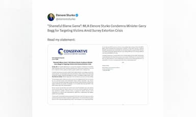 shameful-blame-game-mla-elenore-sturko-condemns-minister-garry-begg-for-targeting-victims-amid-surrey-extortion-crisis