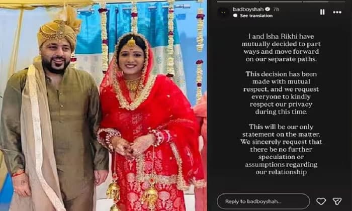 rapper-badshah-and-punjabi-actress-isha-rikhi-separate-after-just-five-months-of-marriage